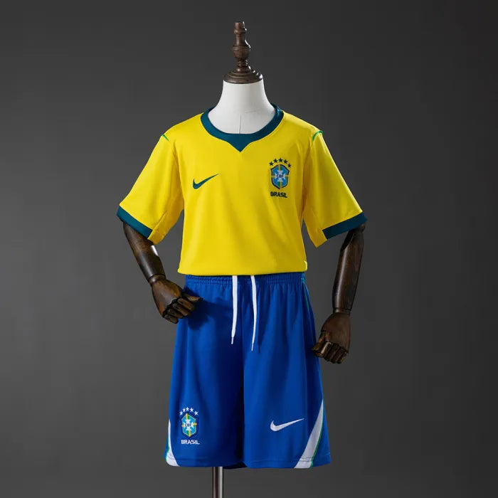 Kit de fútbol local de Brasil para niños para el Mundial 2026 (Camiseta + Pantalones cortos)