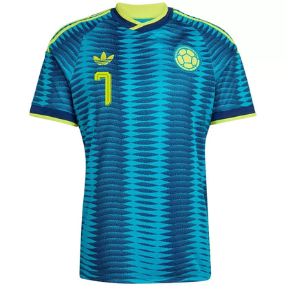 Camiseta de fútbol de visitante de Colombia de Luis Díaz #7 para el Mundial 2026
