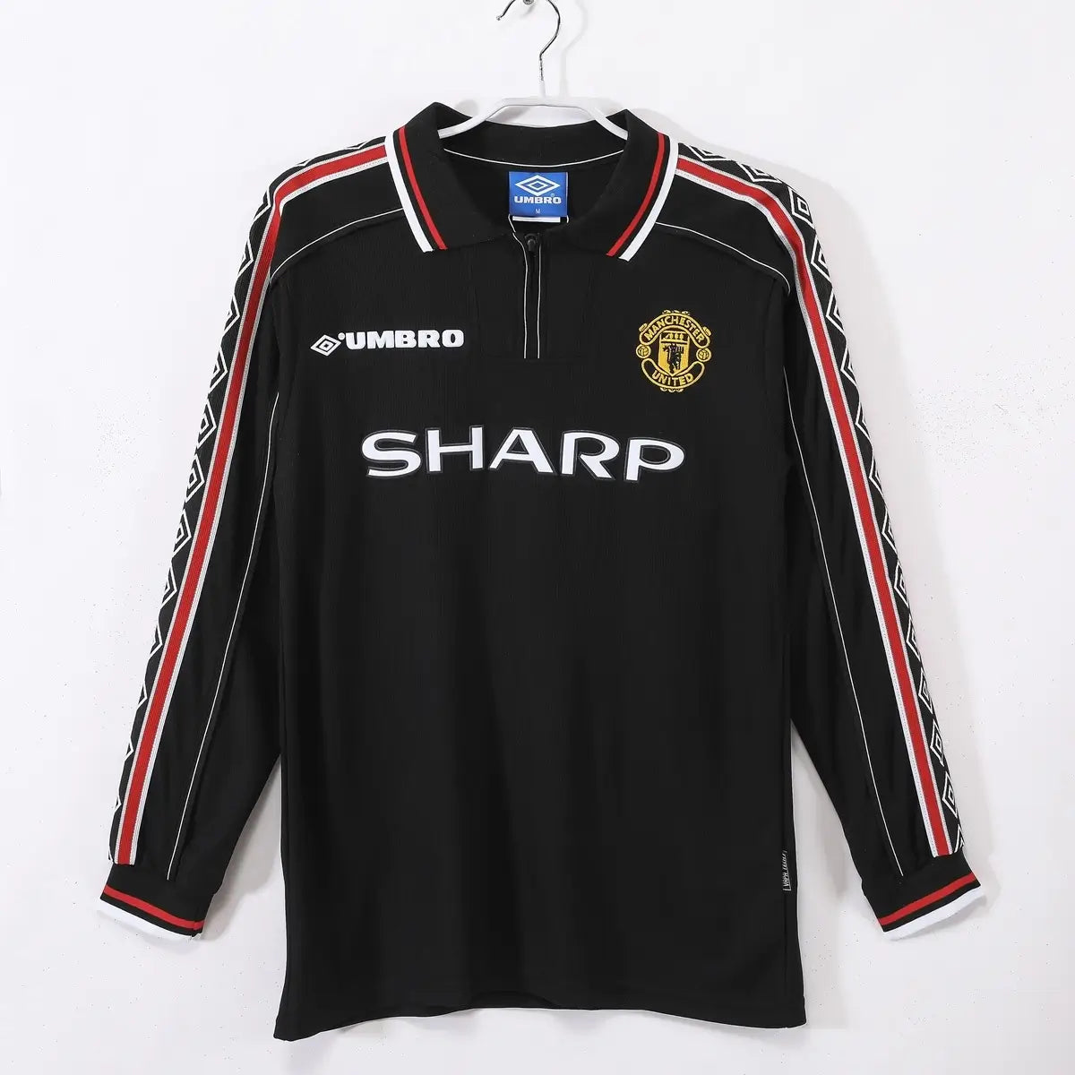 Camiseta de fútbol retro de manga larga de visitante del Manchester United 1998/99, negra