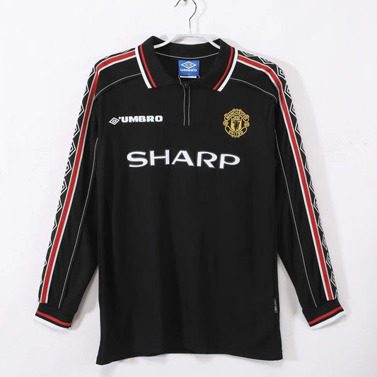 Maillot de football rétro manches longues extérieur Manchester United 1998/99 noir