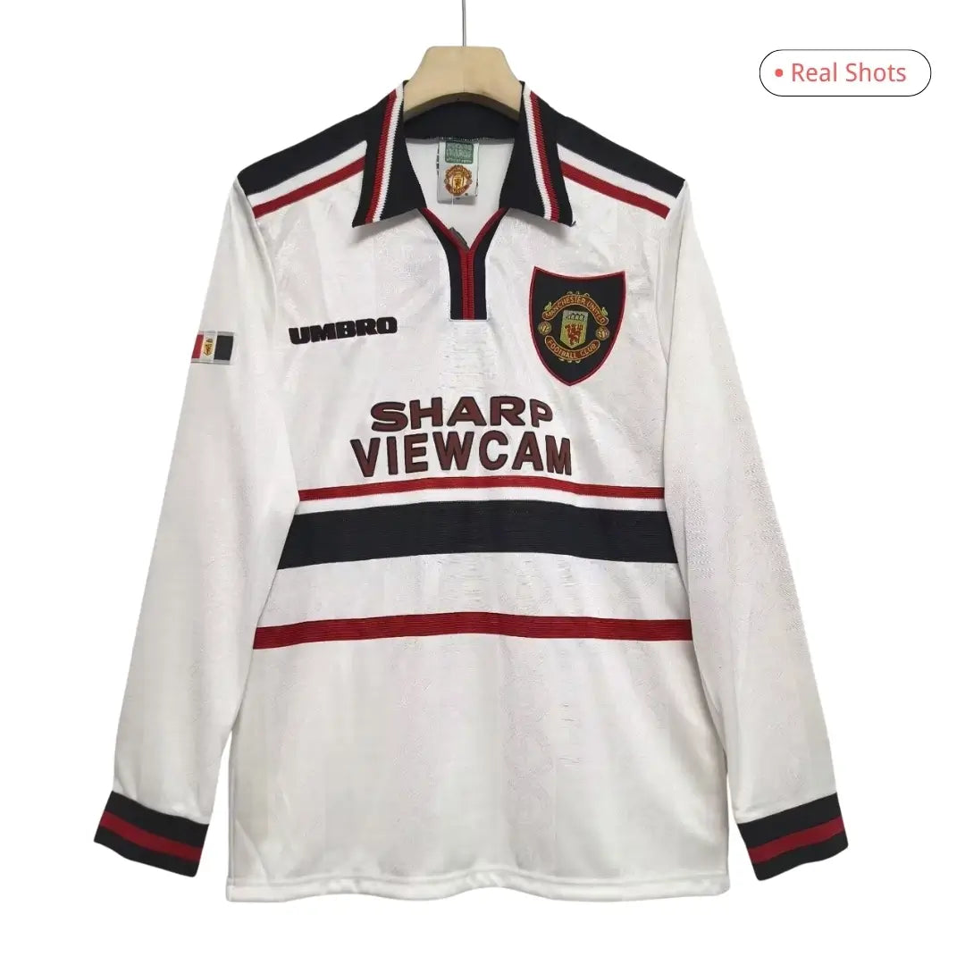 Camiseta de fútbol retro de manga larga de visitante del Manchester United 1998/99