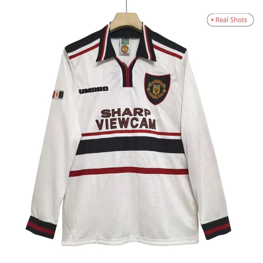 Maillot de football rétro à manches longues extérieur de Manchester United 1998/99