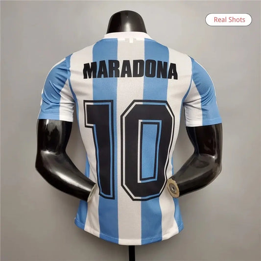 Maillot de football rétro domicile de Maradona n° 10 Argentine 1986 - Version joueur