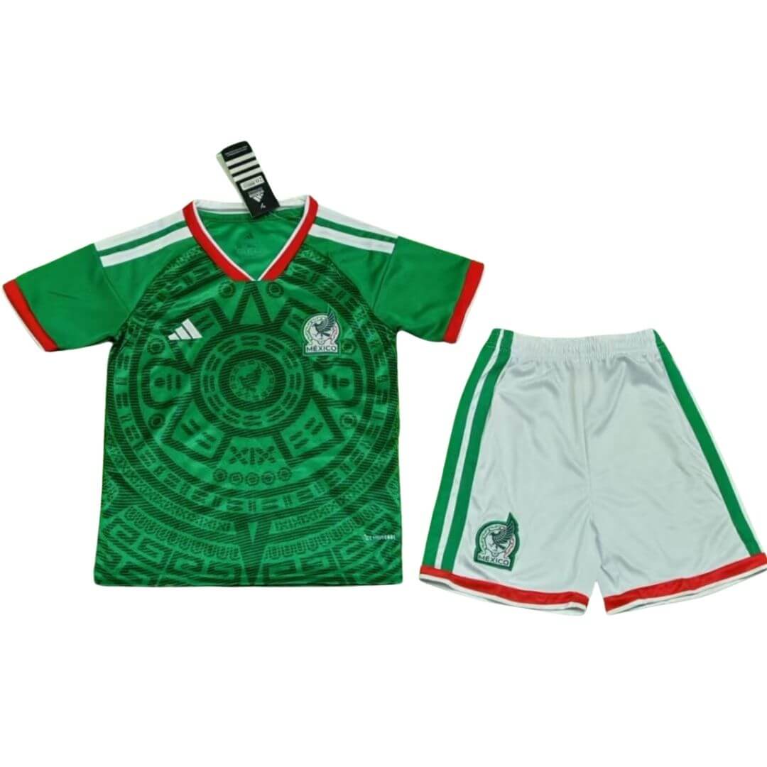 Uniforme completo de fútbol local para niños de México 2026