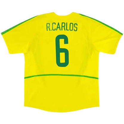 Camiseta de fútbol retro local de R. CARLOS #6 Brasil 2002/03