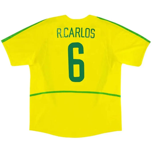 Camiseta de fútbol retro local de R. CARLOS #6 Brasil 2002/03