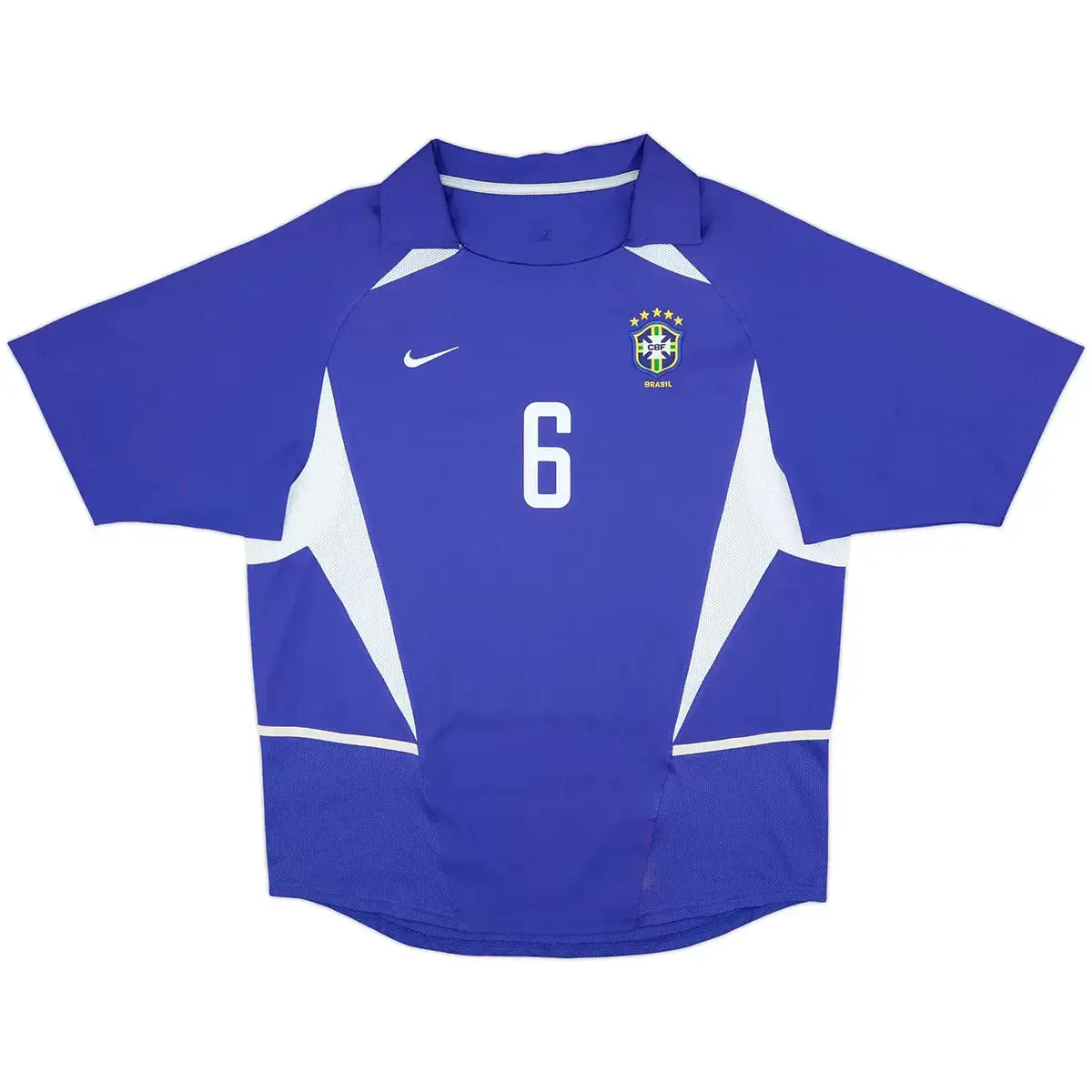 R.Carlos #6 Brasil 2002 Camiseta de fútbol retro de visitante