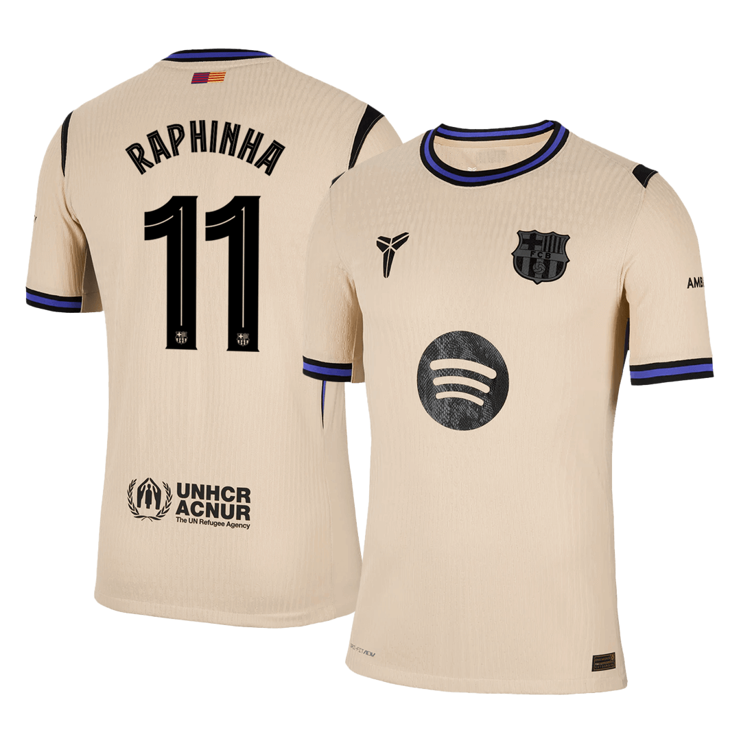 Camiseta de Raphinha nº 11 del Barcelona, ​​versión visitante, temporada 2025/26 - Champions League