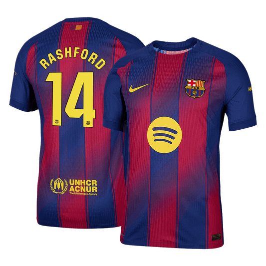 Maillot domicile du FC Barcelone, version joueur, n° 14, RASHFORD, saison 2025/26