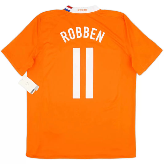 Maillot de football rétro domicile ROBBEN #11 Pays-Bas Euro 2008