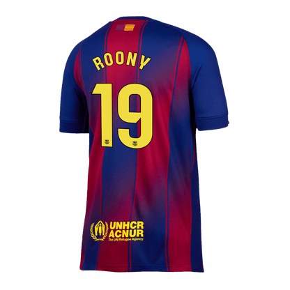 Camiseta de fútbol del FC Barcelona número 19 de Roony, temporada 2025/26