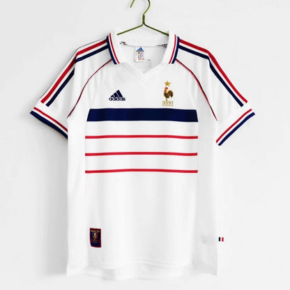 Camiseta de fútbol retro de visitante de Francia 1998