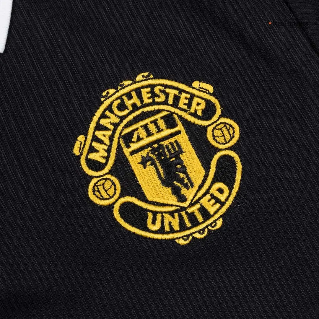 Camiseta de fútbol retro de manga larga de visitante del Manchester United 1998/99, negra