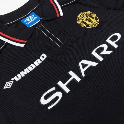 Camiseta de fútbol retro de manga larga de visitante del Manchester United 1998/99, negra