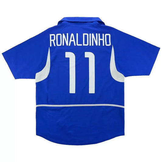 Maillot de foot rétro Ronaldinho #11 Brésil 2002 extérieur