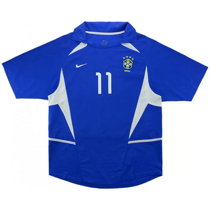 Ronaldinho #11 Brasil 2002 Camiseta de Fútbol Retro Visitante