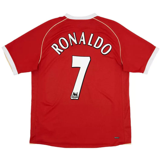 Maillot de football rétro domicile de Ronaldo n°7, Manchester United, saison 2006/07