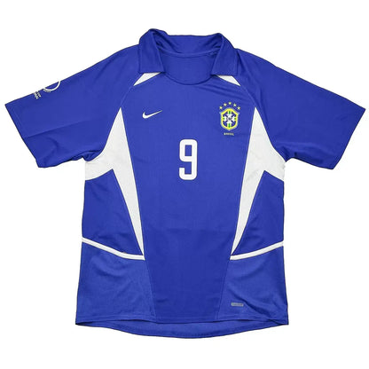 Camiseta retro de fútbol de visitante Ronaldo #9 Brasil 2002