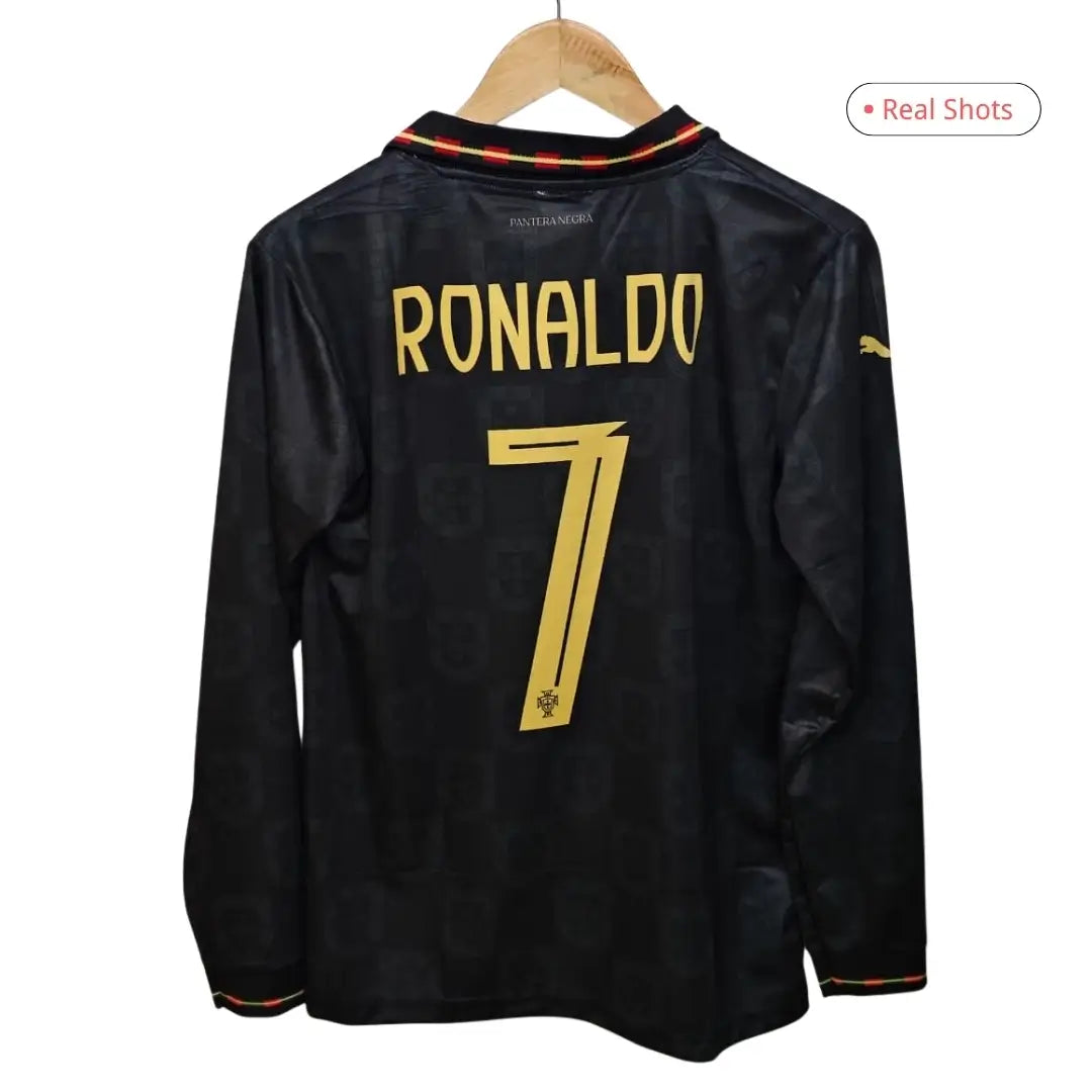 Camiseta de fútbol de manga larga Ronaldo #7 Portugal 2026 Pantera Negra