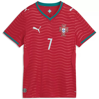 Camiseta de fútbol local de Portugal para mujer Ronaldo #7 Copa Mundial 2026