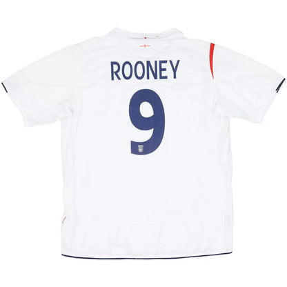 Camiseta de fútbol retro Rooney #9 Inglaterra 2006 (local)