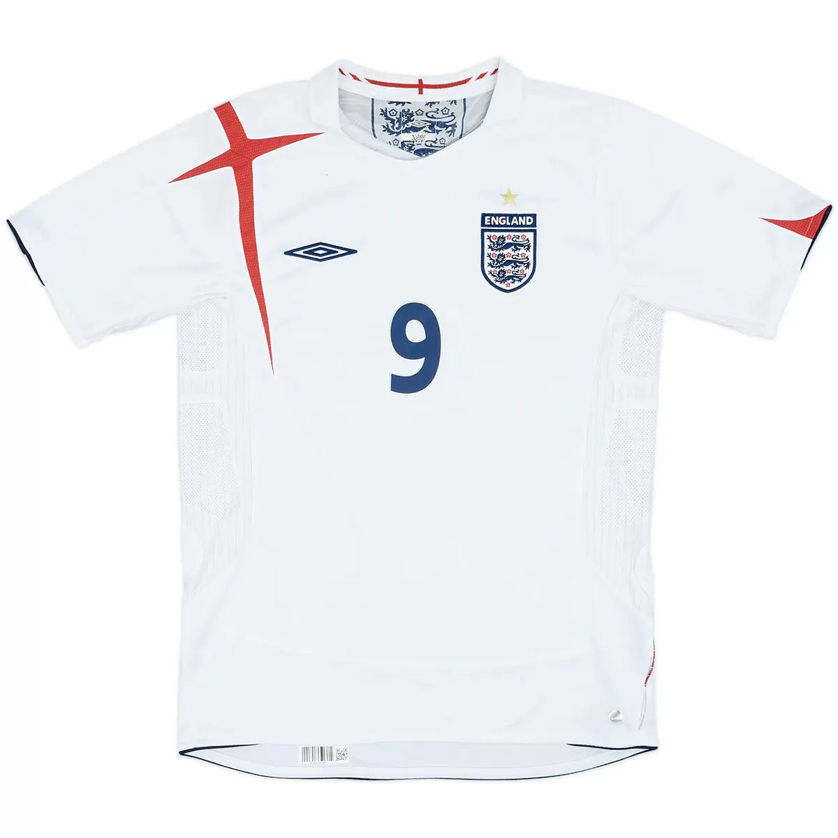 Camiseta de fútbol retro Rooney #9 Inglaterra 2006 (local)