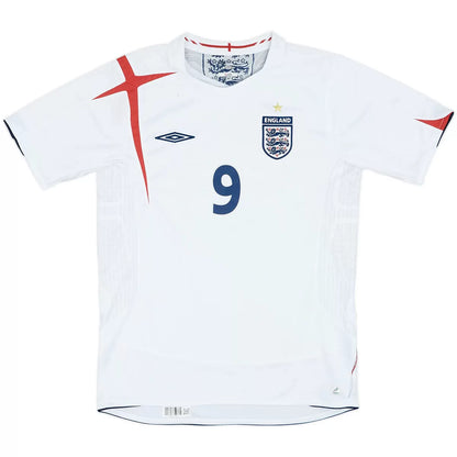 Camiseta de fútbol retro Rooney #9 Inglaterra 2006 (local)