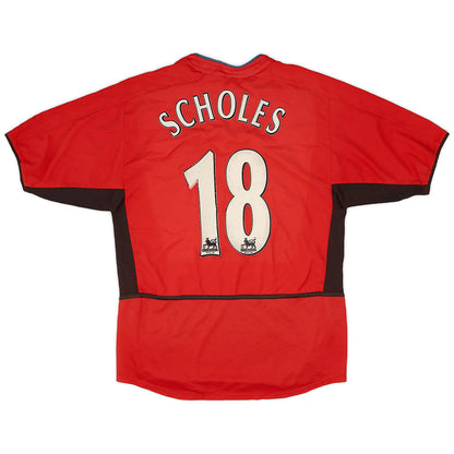 Camiseta de Fútbol Scholes #18 Retro Manchester United 2002/04 Local