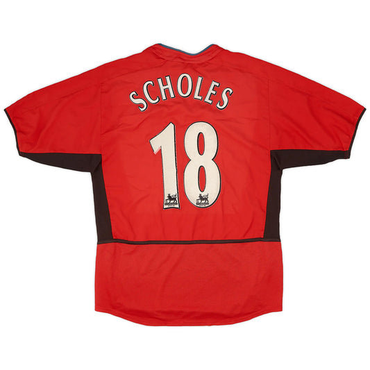 Maillot de football Scholes #18 rétro Manchester United domicile 2002/04
