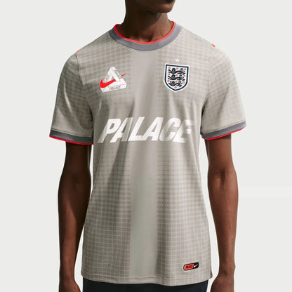 Maillot de football Three Lions x Palace 2026 Gris étain Rouge vif avec logo