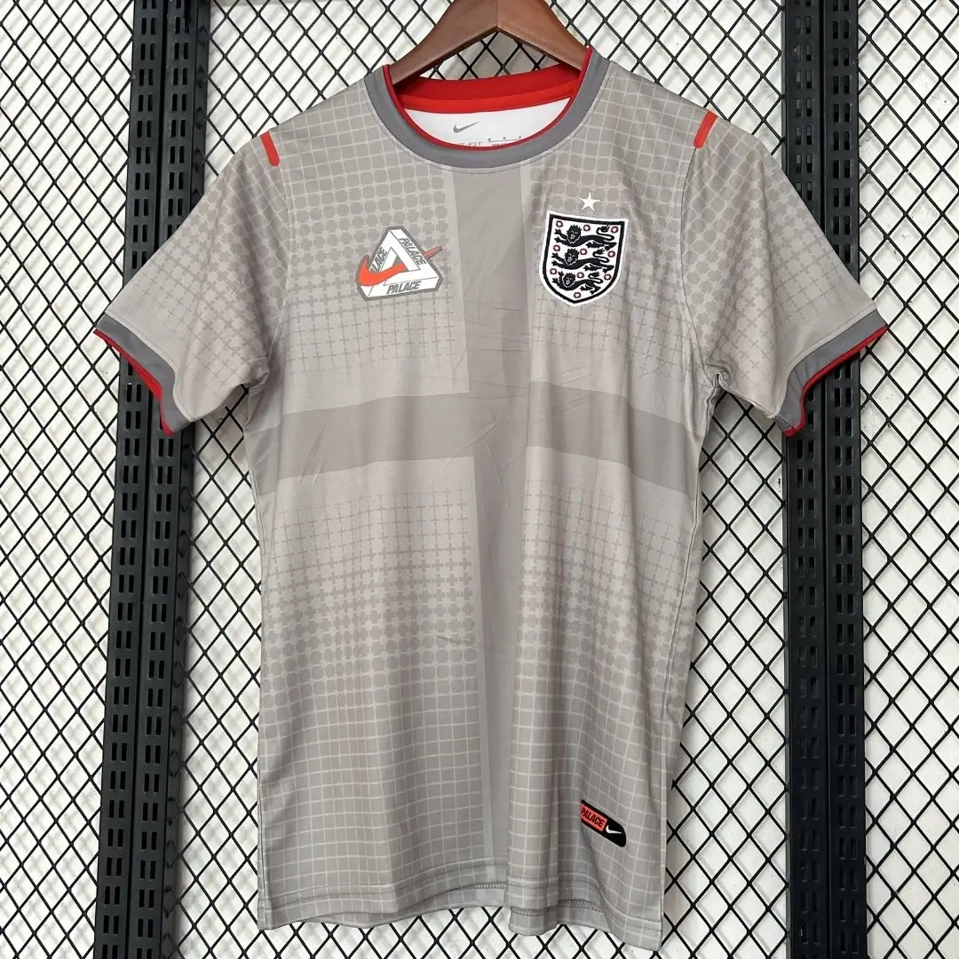 Maillot de football Three Lions x Palace 2026 Gris étain Rouge vif avec logo