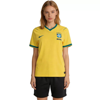 Camiseta de fútbol local de Brasil para mujer Copa Mundial 2026