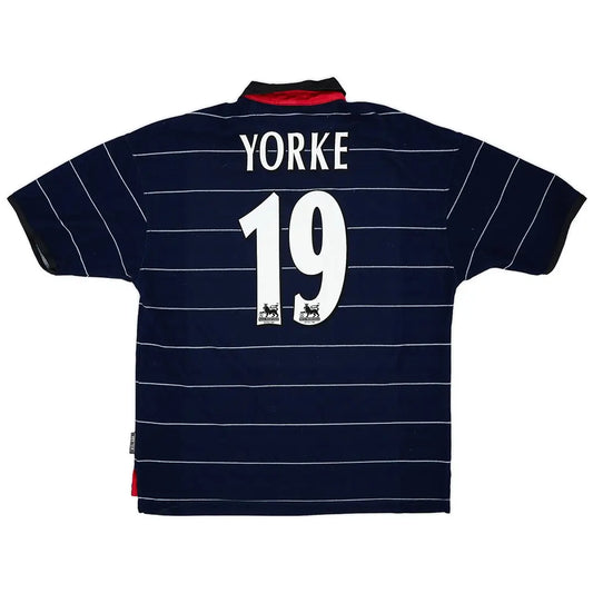 Maillot de football rétro Yorke n° 19 Manchester United 1999/00 extérieur