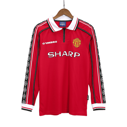 Camiseta retro de manga larga local Beckham #7 del Manchester United 1998/99