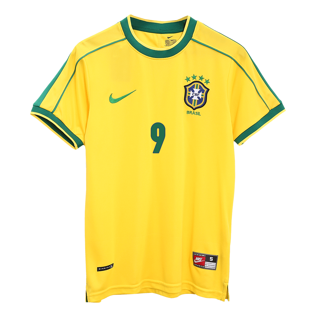 Camiseta retro de Ronaldo #9 de la selección brasileña, local, Mundial 1998