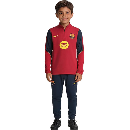 Survêtement enfant Barcelone à fermeture éclair 1/4 noir 2025/26
