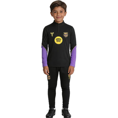 Kid's Barcelona 1/4 Zip Tracksuit 2026/27 Black