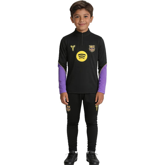Survêtement enfant Barcelone à fermeture éclair 1/4 noir 2025/26