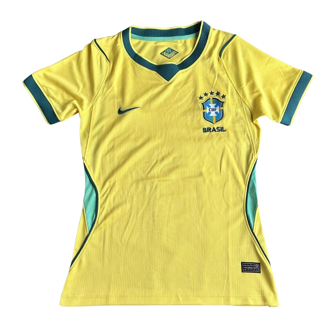Camiseta de fútbol local de Brasil para mujer Copa Mundial 2026