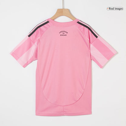 Conjunto de camiseta y pantalón corto de fútbol para niños del Inter Miami CF (temporada 2025) Rosa