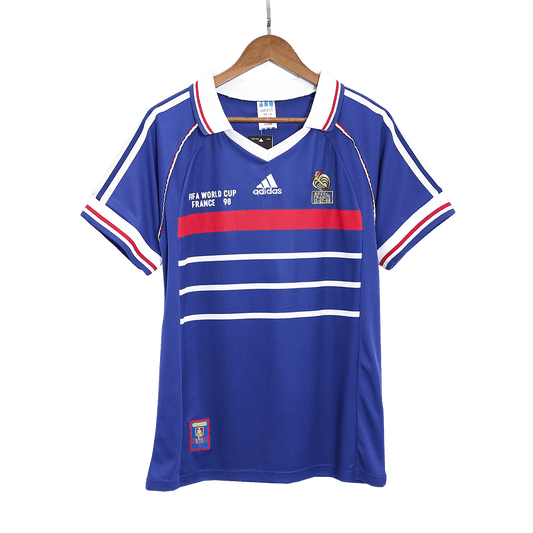 Maillot de football rétro domicile de la France pour la Coupe du Monde 1998