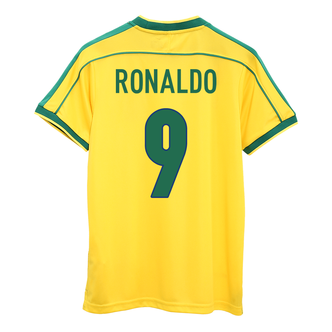 Camiseta retro de Ronaldo #9 de la selección brasileña, local, Mundial 1998