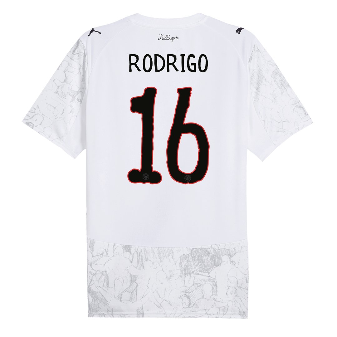 RODRIGO #16 Camiseta de fútbol infantil del Manchester City 2025/26 Blanca - Mundial de Clubes