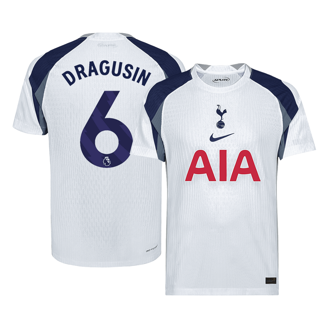 DRAGUSIN #6 Camiseta de fútbol del Tottenham Hotspur, versión jugador local, temporada 2025/26