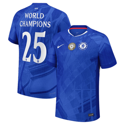 CAMPEONES DEL MUNDO #25 Camiseta de fútbol del Chelsea, versión jugador local, temporada 2025/26