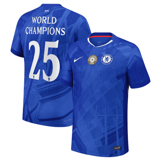 CAMPEONES DEL MUNDO #25 Camiseta de fútbol del Chelsea, versión jugador local, temporada 2025/26
