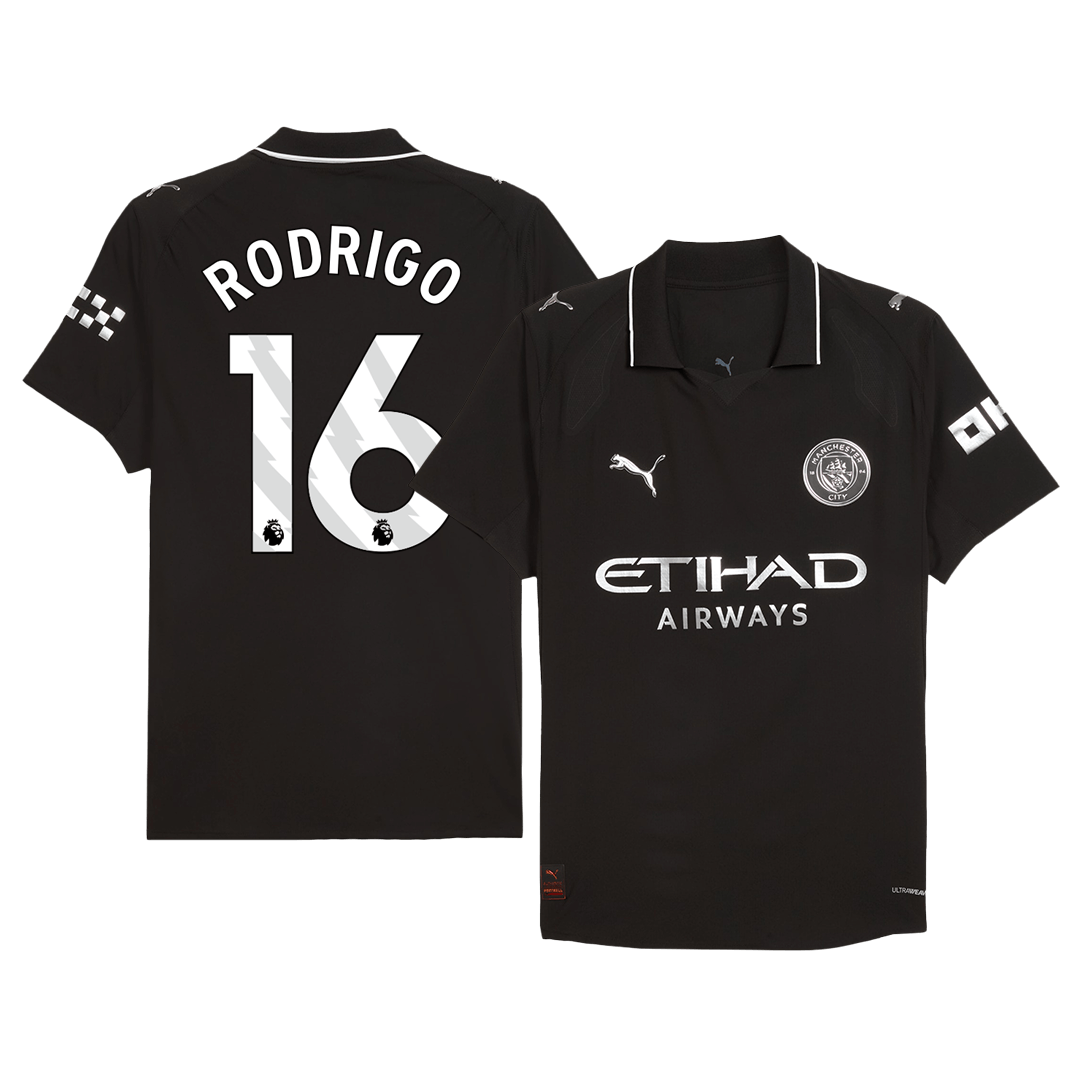 RODRIGO #16 Camiseta de fútbol del Manchester City, versión visitante, temporada 2025/26