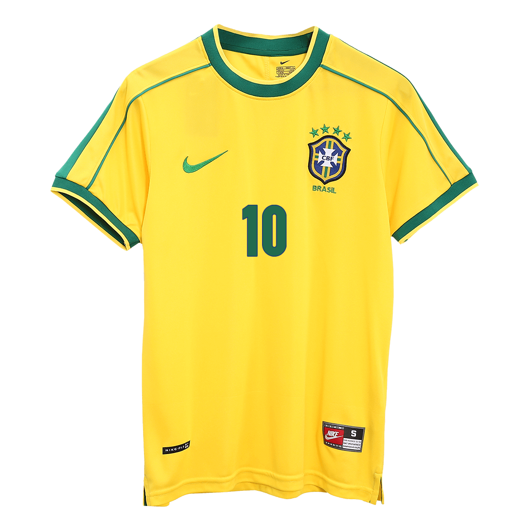 Camiseta retro de Brasil de Rivaldo #10, local, Mundial 1998