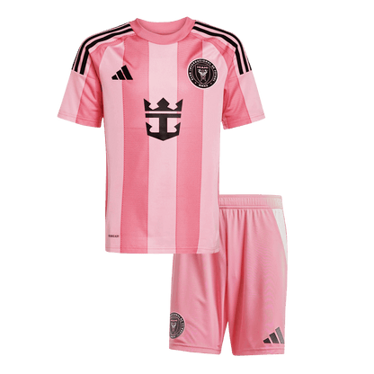 Conjunto de camiseta y pantalón corto de fútbol para niños del Inter Miami CF (temporada 2025) Rosa