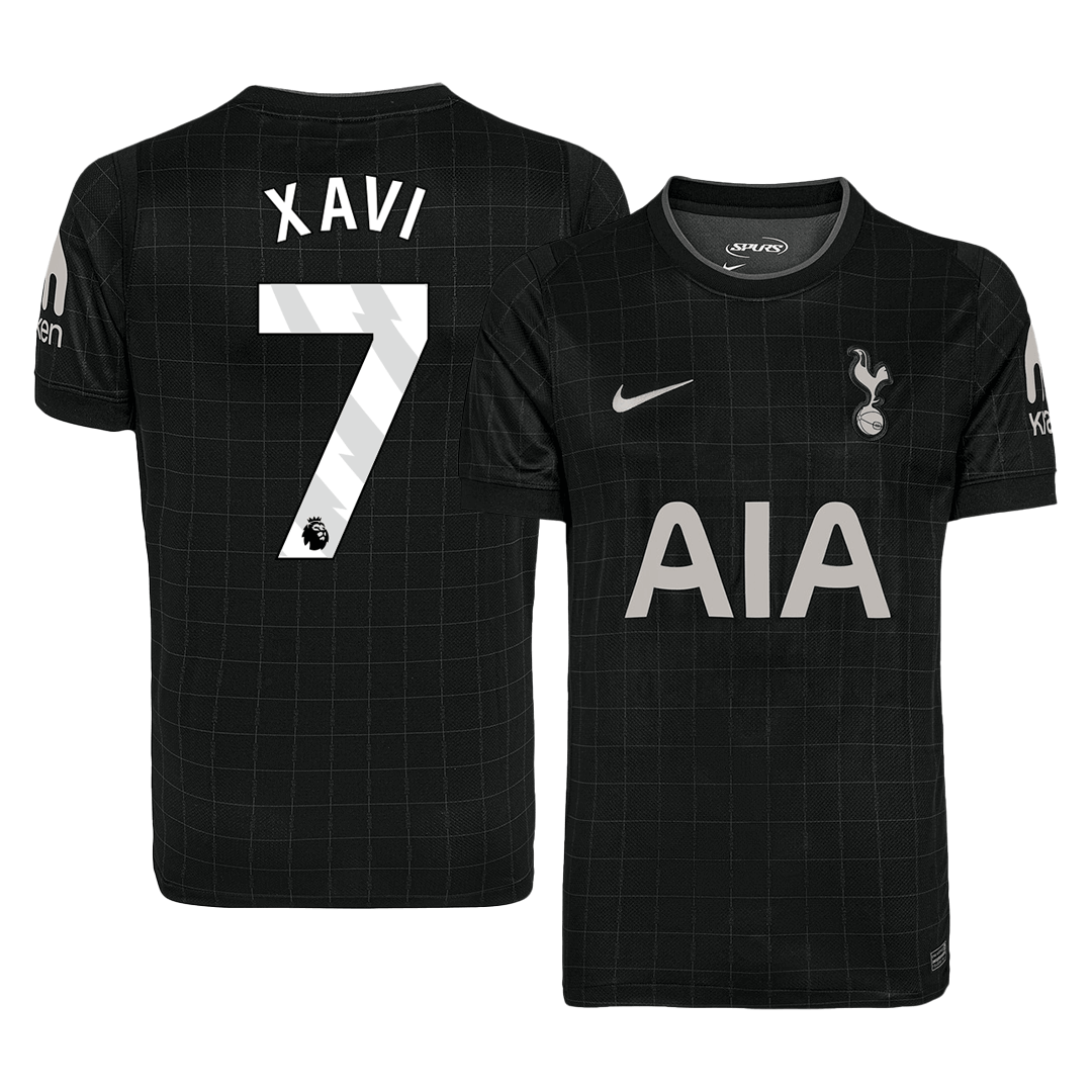 Camiseta de fútbol visitante del Tottenham Hotspur 2025/26 con el número 7 de Xavi